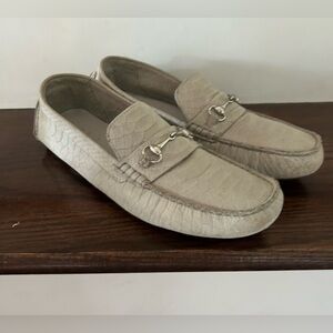 Cole Haan Women's Beige Snake-Embossed Leather Bit Loafers